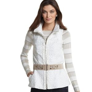 White House Black Market white embroidered vest